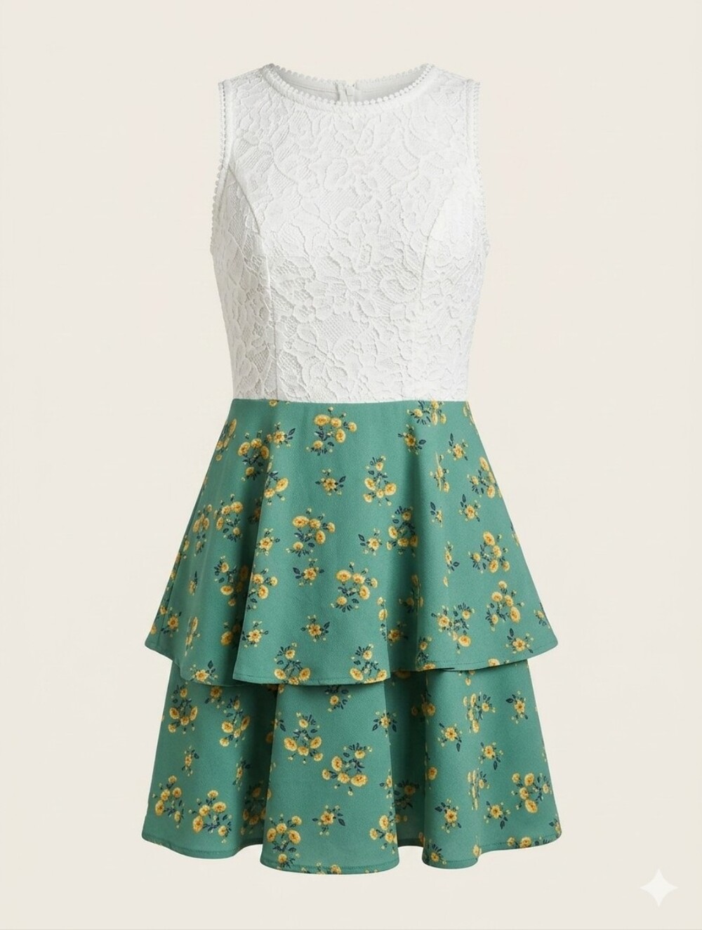 Teeze Me Cottagecore White Lace Floral Tiered Dress Fairycore Junior Size 5/6
